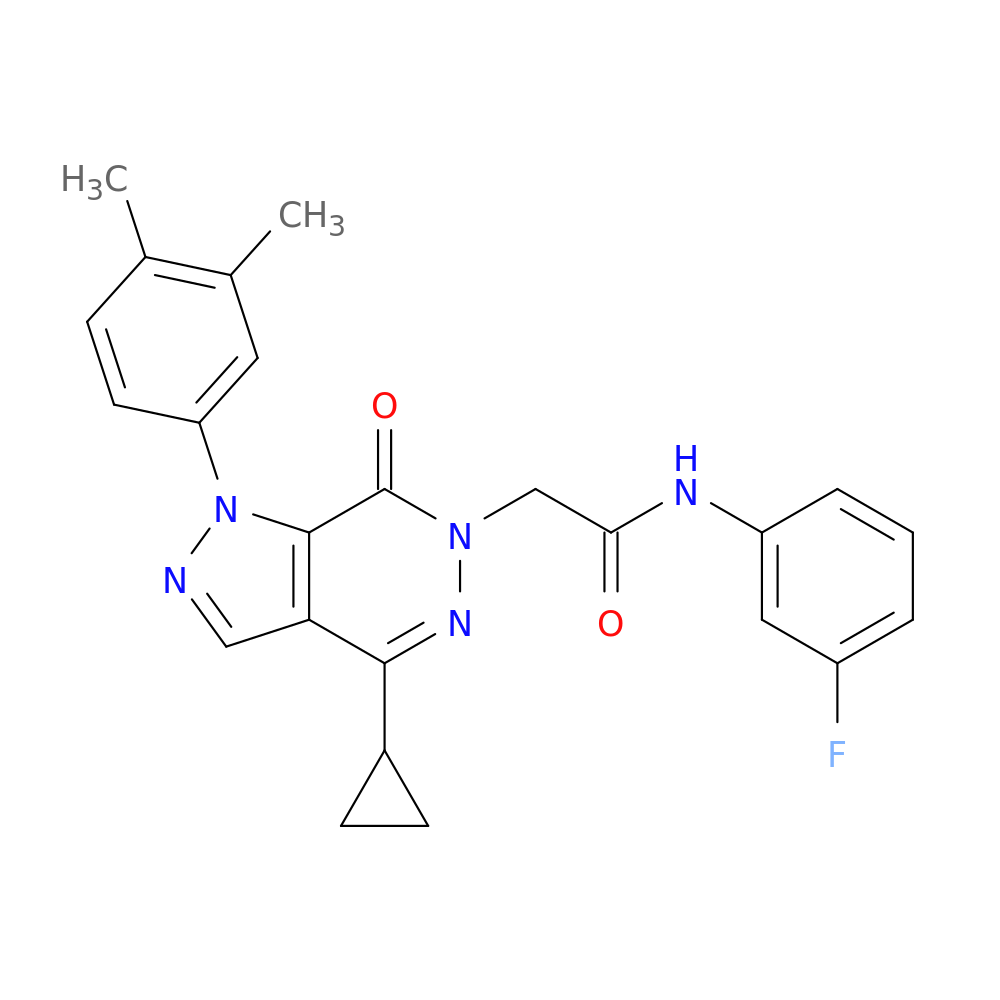 2-[4-cyclopropyl-1-(3,4-dimethylphenyl)-7-oxo-1H,6H,7H-pyrazolo[3,4-d]pyridazin-6-yl]-N-(3-fluorophenyl)acetamide