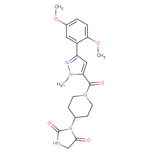 3-{1-[3-(2,5-dimethoxyphenyl)-1-methyl-1H-pyrazole-5-carbonyl]piperidin-4-yl}imidazolidine-2,4-dione