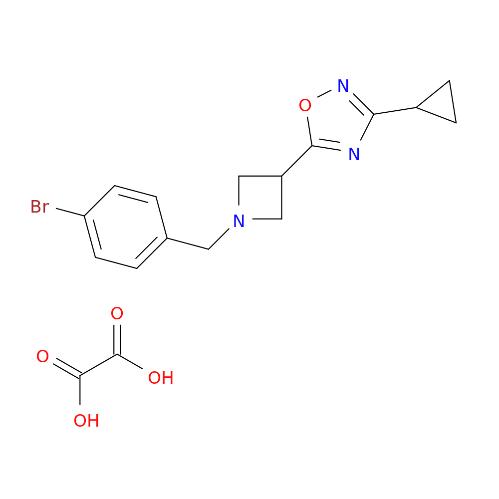 5-{1-[(4-bromophenyl)methyl]azetidin-3-yl}-3-cyclopropyl-1,2,4-oxadiazole; oxalic acid