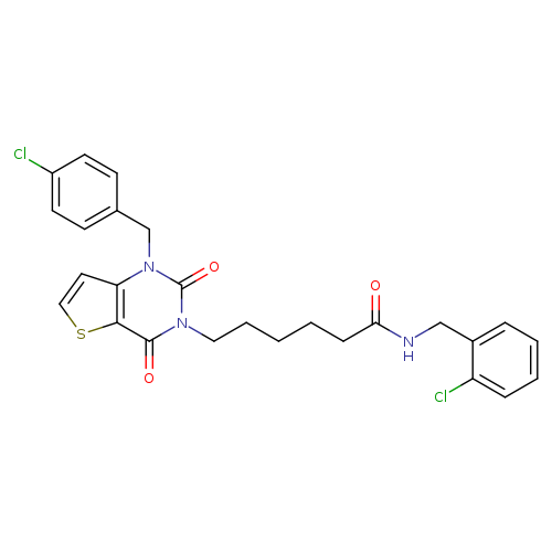 N-[(2-chlorophenyl)methyl]-6-{1-[(4-chlorophenyl)methyl]-2,4-dioxo-1H,2H,3H,4H-thieno[3,2-d]pyrimidin-3-yl}hexanamide