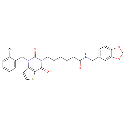 N-[(2H-1,3-benzodioxol-5-yl)methyl]-6-{1-[(2-methylphenyl)methyl]-2,4-dioxo-1H,2H,3H,4H-thieno[3,2-d]pyrimidin-3-yl}hexanamide