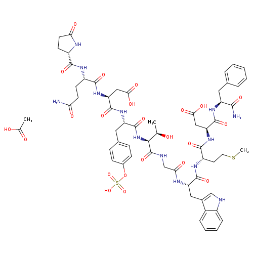5-oxo-L-prolyl-L-glutaminyl-L-α-aspartyl-O-sulfo-L-tyrosyl-L-threonylglycyl-L-tryptophyl-L-methionyl-L-α-aspartyl-L-phenylalaninamide,monoacetate