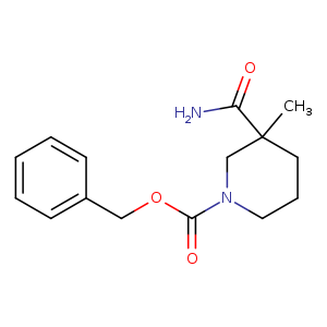 1-​piperidinecarboxylic acid, 3-​(aminocarbonyl)​-​3-​methyl-​, phenylmethyl ester