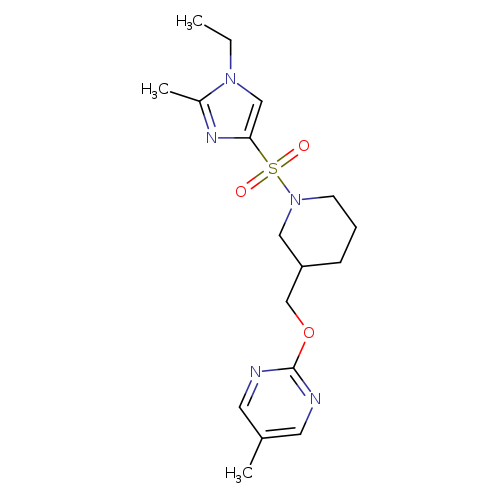 2-({1-[(1-ethyl-2-methyl-1H-imidazol-4-yl)sulfonyl]piperidin-3-yl}methoxy)-5-methylpyrimidine