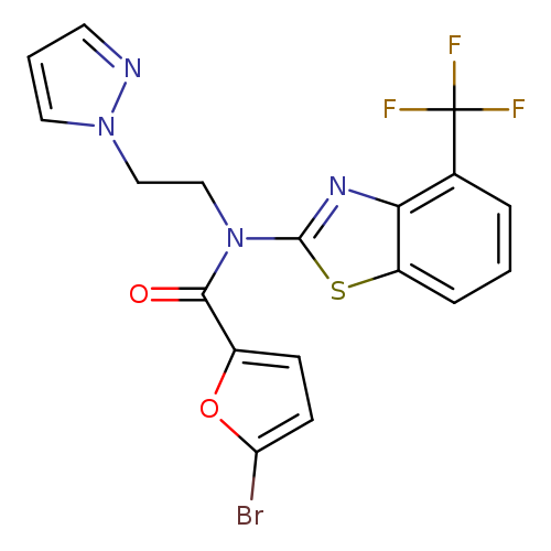 5-bromo-N-[2-(1H-pyrazol-1-yl)ethyl]-N-[4-(trifluoromethyl)-1,3-benzothiazol-2-yl]furan-2-carboxamide