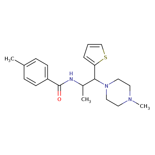 4-methyl-N-[1-(4-methylpiperazin-1-yl)-1-(thiophen-2-yl)propan-2-yl]benzamide