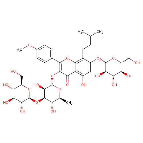 3-[(6-Deoxy-3-O-beta-D-glucopyranosyl-alpha-L-mannopyranosyl)oxy]-7-(beta-D-glucopyranosyloxy)-5-hydroxy-2-(4-methoxyphenyl)-8-(3-methyl-2-buten-1-yl)-4H-1-benzopyran-4-one