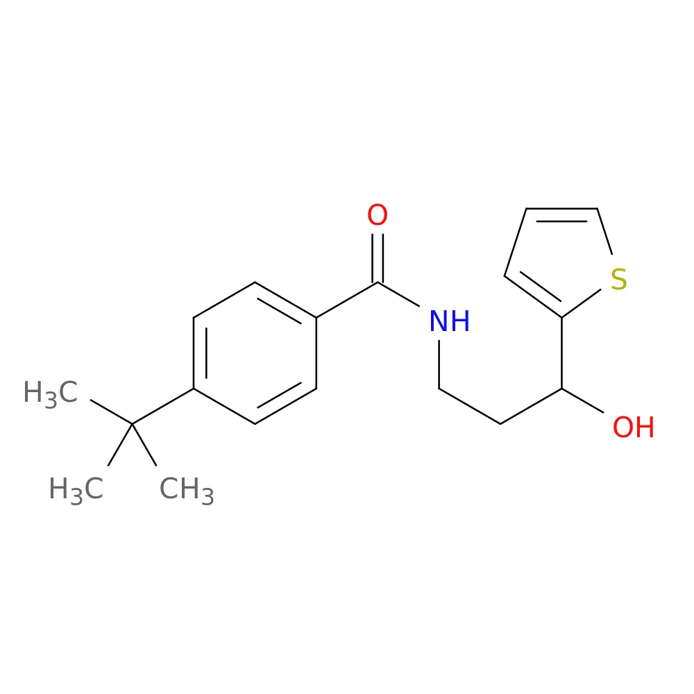 4-tert-butyl-N-[3-hydroxy-3-(thiophen-2-yl)propyl]benzamide