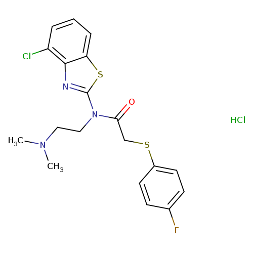 N-(4-chloro-1,3-benzothiazol-2-yl)-N-[2-(dimethylamino)ethyl]-2-[(4-fluorophenyl)sulfanyl]acetamide hydrochloride