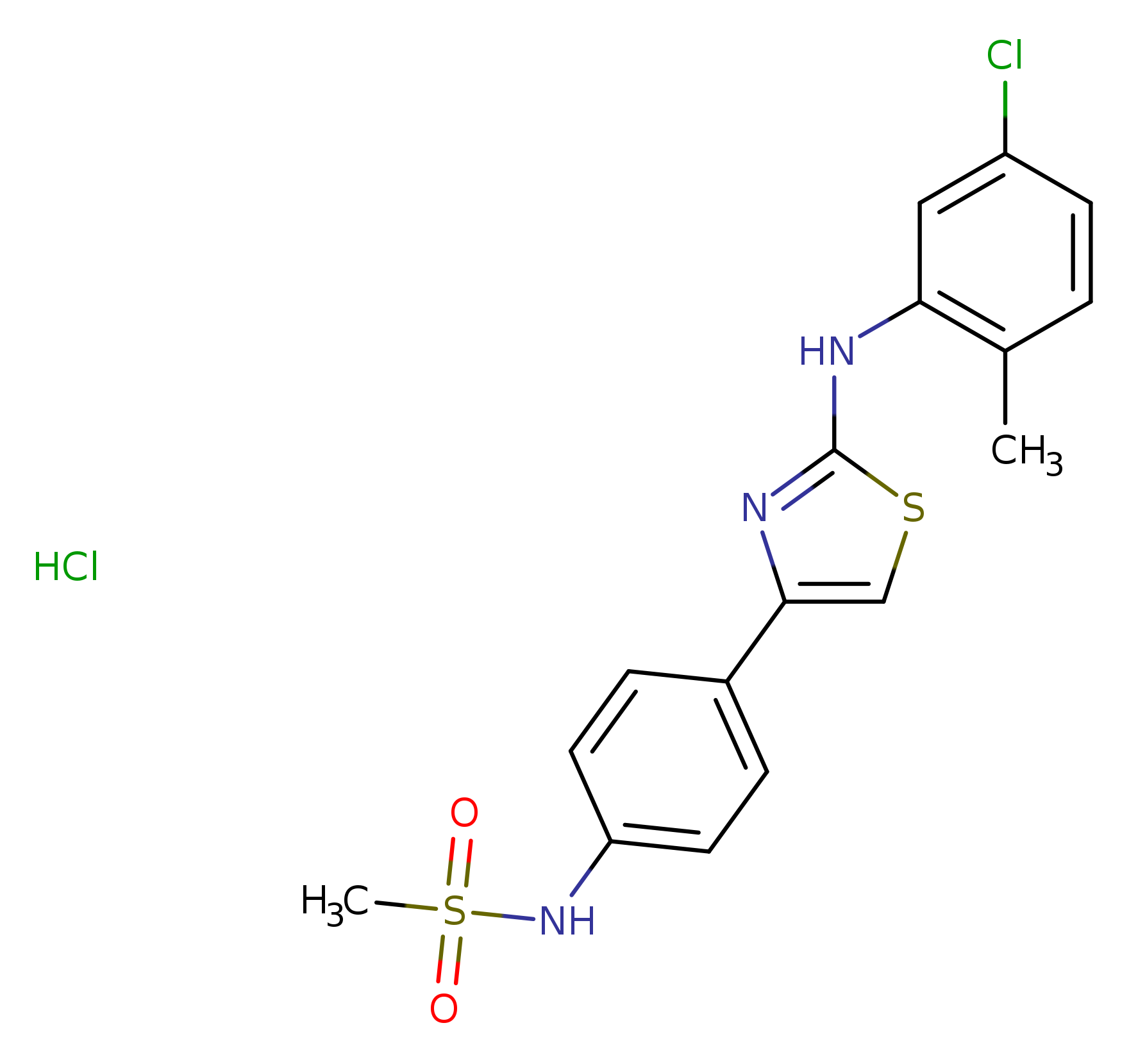 N-(4-{2-[(5-chloro-2-methylphenyl)amino]-1,3-thiazol-4-yl}phenyl)methanesulfonamide hydrochloride