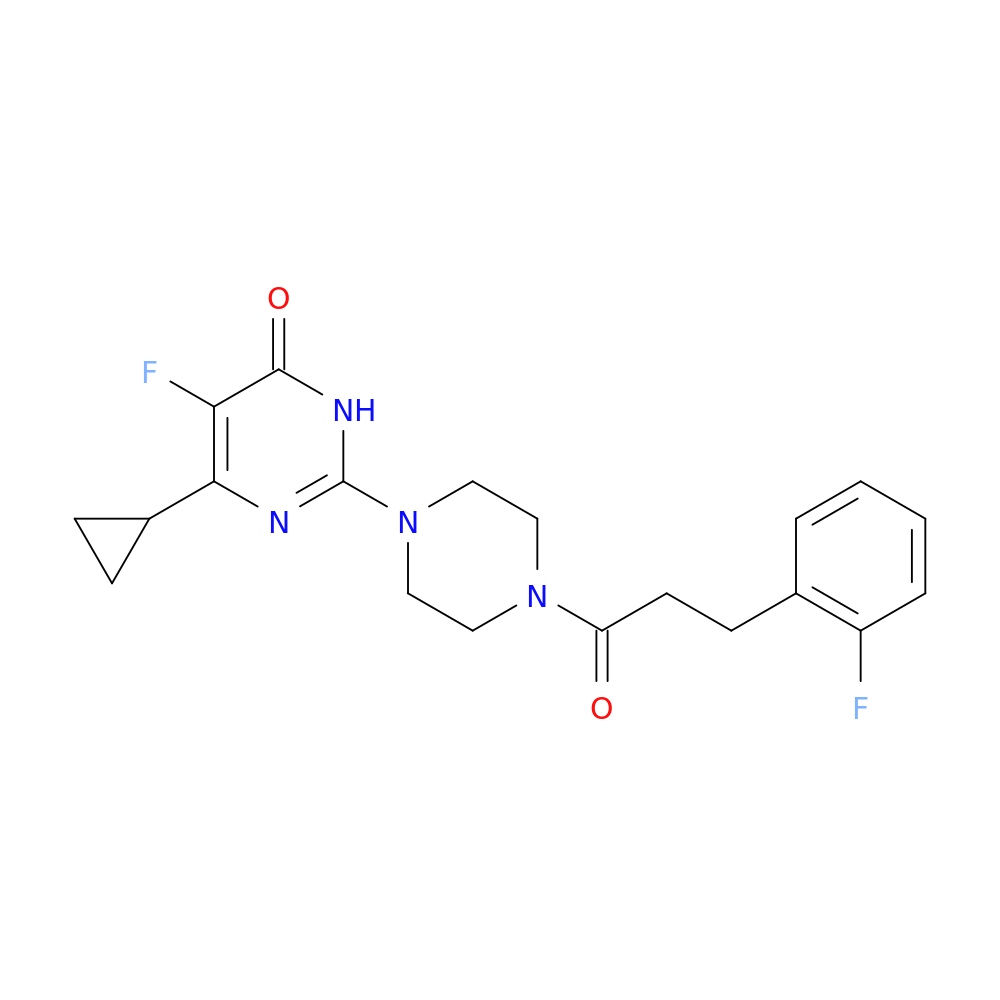 6-cyclopropyl-5-fluoro-2-{4-[3-(2-fluorophenyl)propanoyl]piperazin-1-yl}-3,4-dihydropyrimidin-4-one