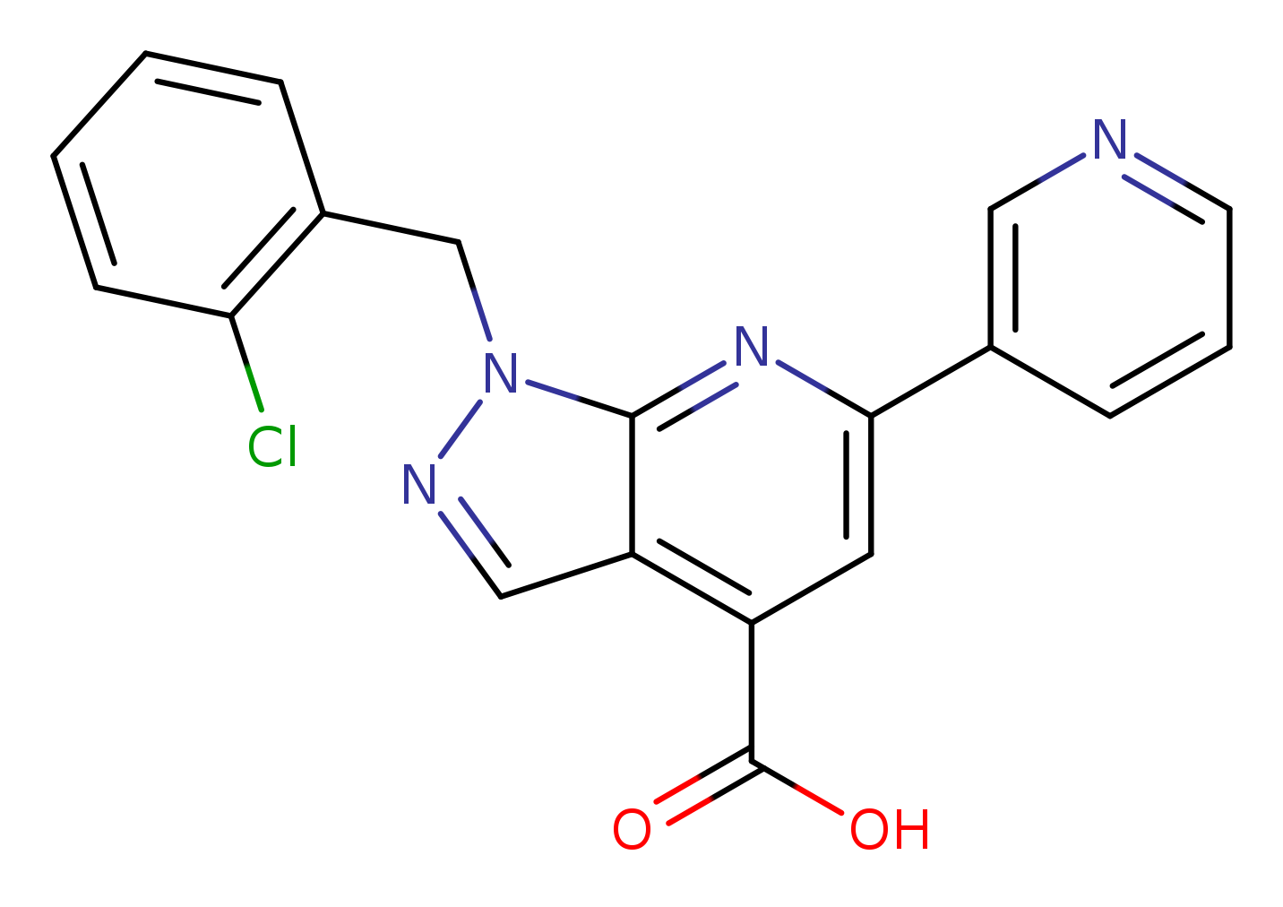 1-[(2-chlorophenyl)methyl]-6-(pyridin-3-yl)-1H-pyrazolo[3,4-b]pyridine-4-carboxylic acid
