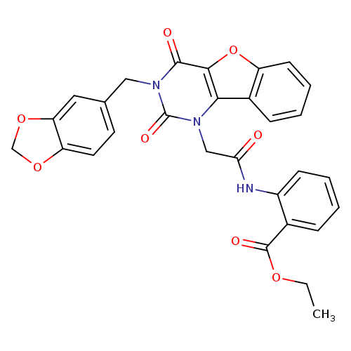 ethyl 2-(2-{5-[(2H-1,3-benzodioxol-5-yl)methyl]-4,6-dioxo-8-oxa-3,5-diazatricyclo[7.4.0.0^{2,7}]trideca-1(9),2(7),10,12-tetraen-3-yl}acetamido)benzoate