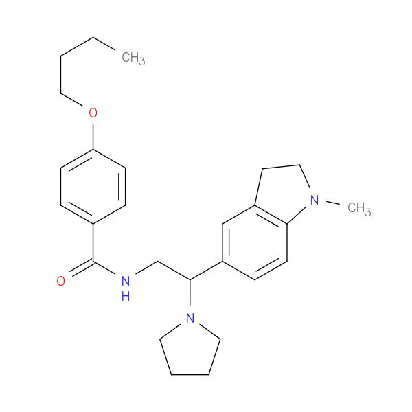 4-butoxy-N-[2-(1-methyl-2,3-dihydro-1H-indol-5-yl)-2-(pyrrolidin-1-yl)ethyl]benzamide