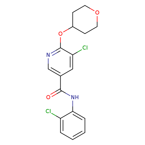 5-chloro-N-(2-chlorophenyl)-6-(oxan-4-yloxy)pyridine-3-carboxamide