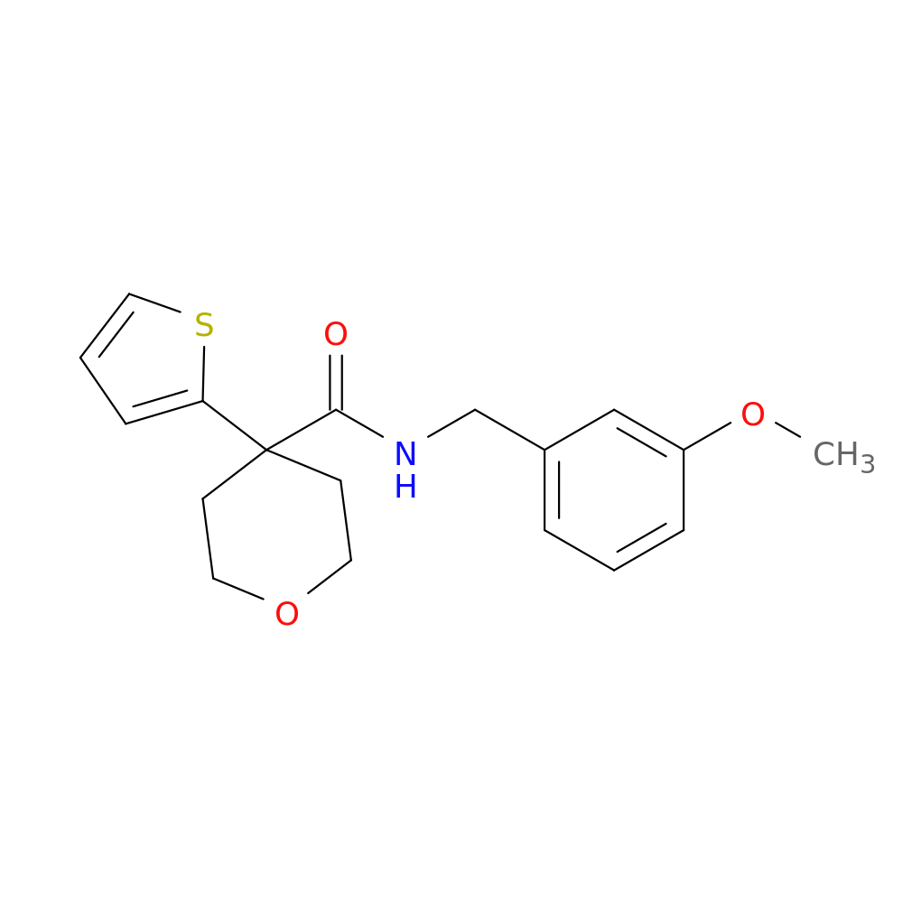 N-[(3-methoxyphenyl)methyl]-4-(thiophen-2-yl)oxane-4-carboxamide