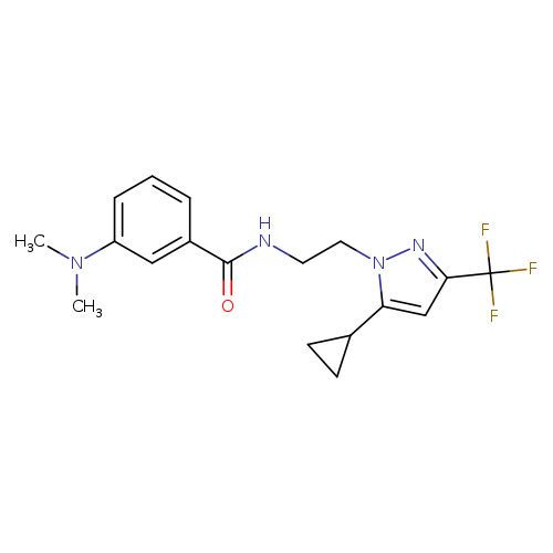 N-{2-[5-cyclopropyl-3-(trifluoromethyl)-1H-pyrazol-1-yl]ethyl}-3-(dimethylamino)benzamide