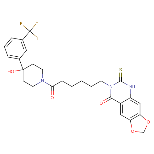 7-(6-{4-hydroxy-4-[3-(trifluoromethyl)phenyl]piperidin-1-yl}-6-oxohexyl)-6-sulfanylidene-2H,5H,6H,7H,8H-[1,3]dioxolo[4,5-g]quinazolin-8-one