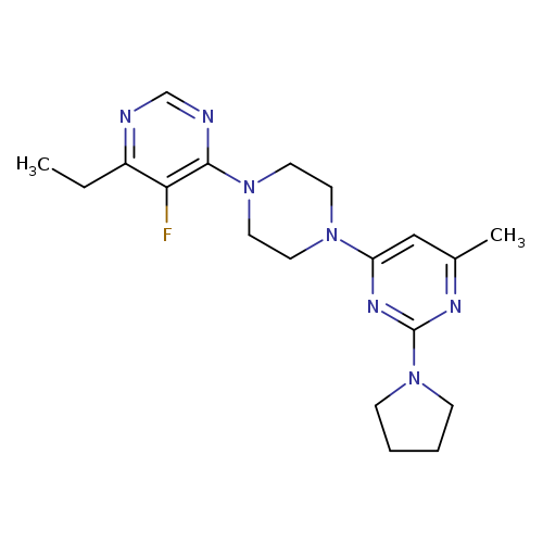 4-[4-(6-ethyl-5-fluoropyrimidin-4-yl)piperazin-1-yl]-6-methyl-2-(pyrrolidin-1-yl)pyrimidine