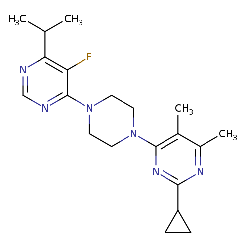 2-cyclopropyl-4-{4-[5-fluoro-6-(propan-2-yl)pyrimidin-4-yl]piperazin-1-yl}-5,6-dimethylpyrimidine