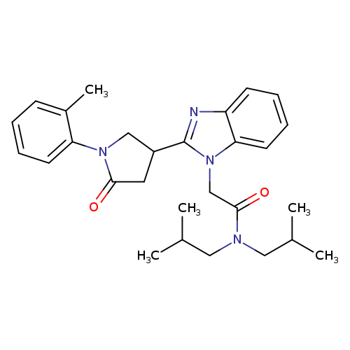 2-{2-[1-(2-methylphenyl)-5-oxopyrrolidin-3-yl]-1H-1,3-benzodiazol-1-yl}-N,N-bis(2-methylpropyl)acetamide