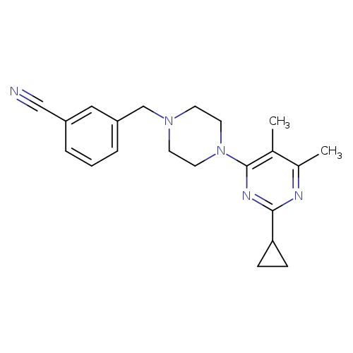3-{[4-(2-cyclopropyl-5,6-dimethylpyrimidin-4-yl)piperazin-1-yl]methyl}benzonitrile