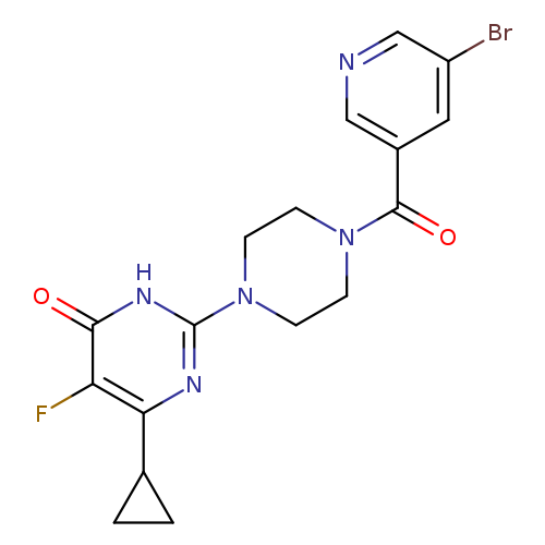 2-[4-(5-bromopyridine-3-carbonyl)piperazin-1-yl]-6-cyclopropyl-5-fluoro-3,4-dihydropyrimidin-4-one
