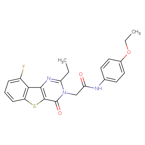 N-(4-ethoxyphenyl)-2-{4-ethyl-13-fluoro-6-oxo-8-thia-3,5-diazatricyclo[7.4.0.0^{2,7}]trideca-1(13),2(7),3,9,11-pentaen-5-yl}acetamide