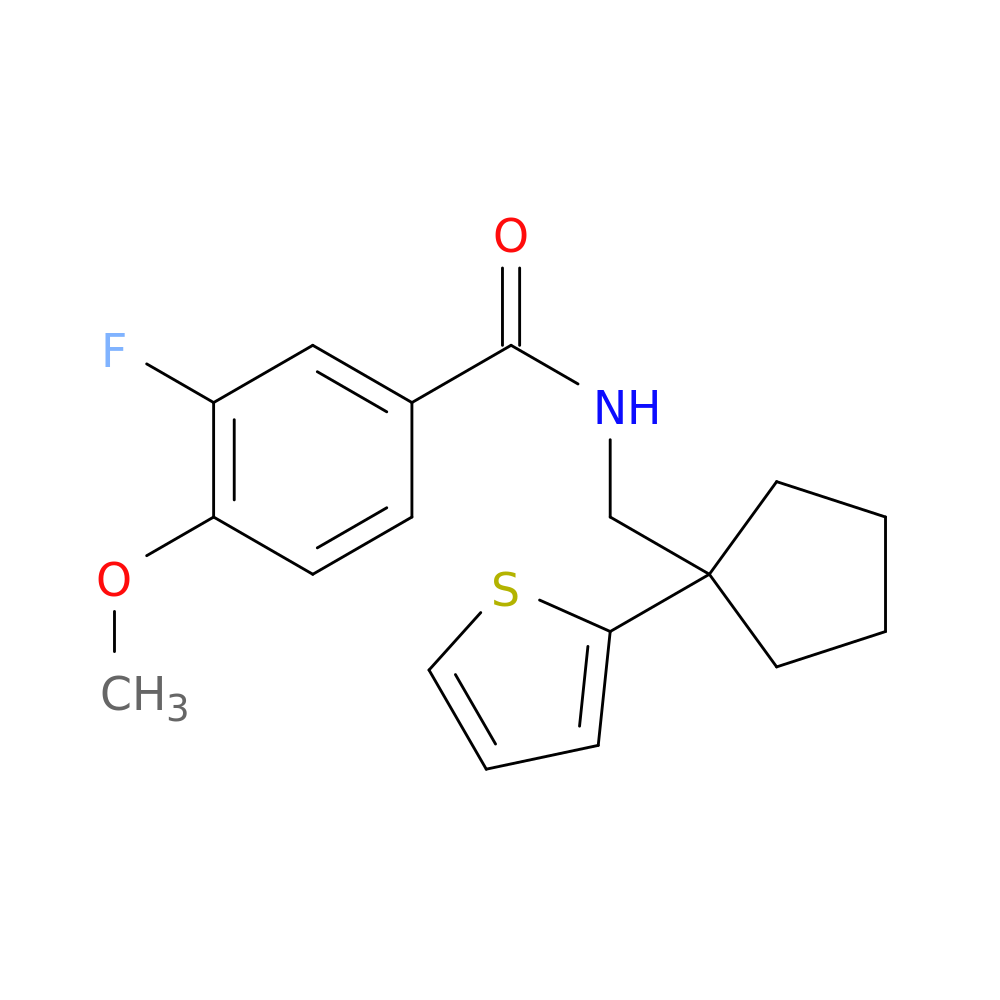 3-fluoro-4-methoxy-N-{[1-(thiophen-2-yl)cyclopentyl]methyl}benzamide