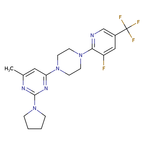4-{4-[3-fluoro-5-(trifluoromethyl)pyridin-2-yl]piperazin-1-yl}-6-methyl-2-(pyrrolidin-1-yl)pyrimidine