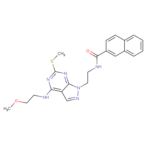 N-(2-{4-[(2-methoxyethyl)amino]-6-(methylsulfanyl)-1H-pyrazolo[3,4-d]pyrimidin-1-yl}ethyl)naphthalene-2-carboxamide