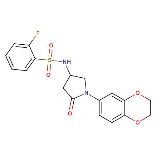 N-[1-(2,3-dihydro-1,4-benzodioxin-6-yl)-5-oxopyrrolidin-3-yl]-2-fluorobenzene-1-sulfonamide