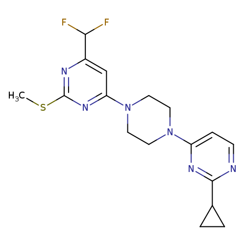4-[4-(2-cyclopropylpyrimidin-4-yl)piperazin-1-yl]-6-(difluoromethyl)-2-(methylsulfanyl)pyrimidine