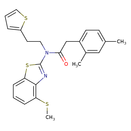 2-(2,4-dimethylphenyl)-N-[4-(methylsulfanyl)-1,3-benzothiazol-2-yl]-N-[2-(thiophen-2-yl)ethyl]acetamide
