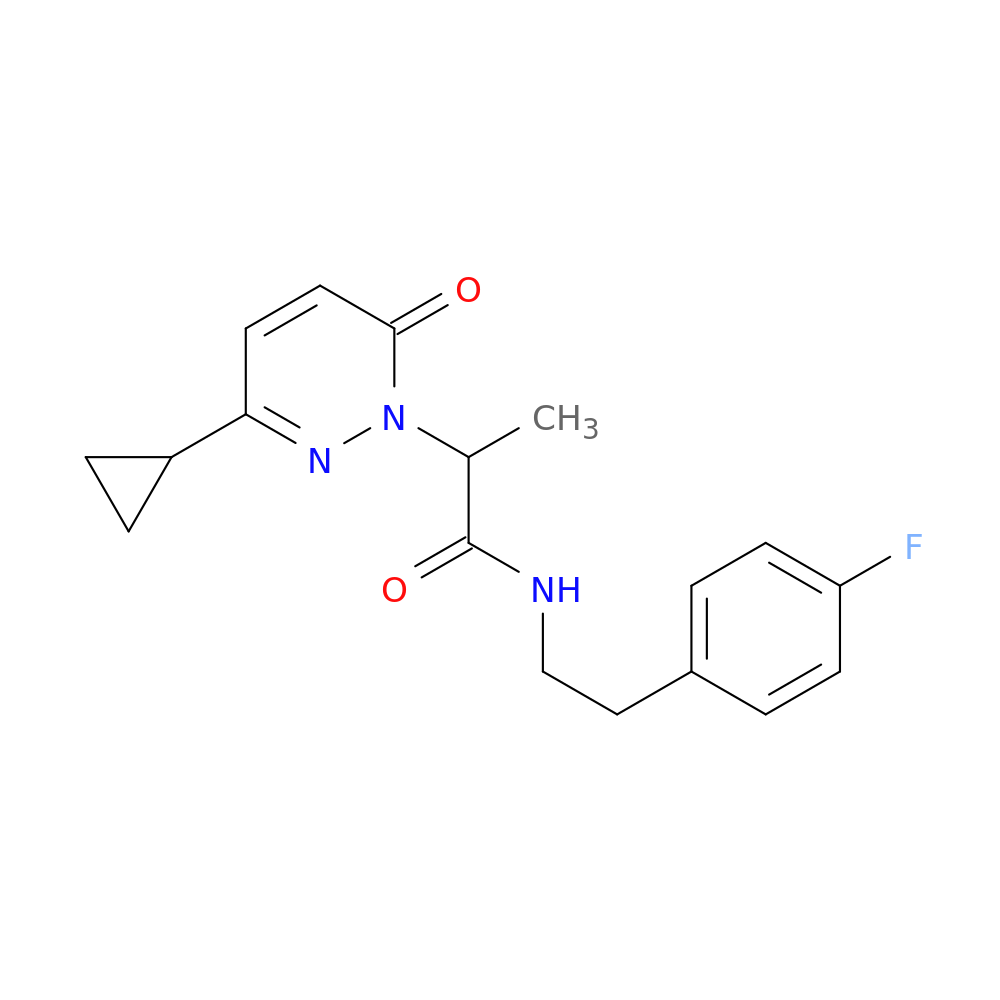 2-(3-cyclopropyl-6-oxo-1,6-dihydropyridazin-1-yl)-N-[2-(4-fluorophenyl)ethyl]propanamide