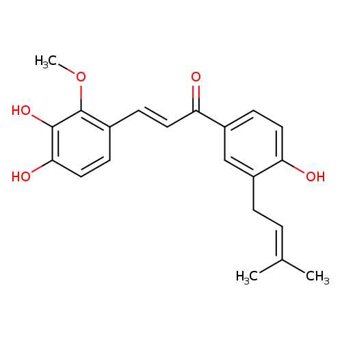2-Propen-1-one, 3-(3,4-dihydroxy-2-Methoxyphenyl)-1-[4-hydroxy-3-(3-Methyl-2-butenyl)p henyl]-, (E)-