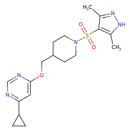 4-cyclopropyl-6-({1-[(3,5-dimethyl-1H-pyrazol-4-yl)sulfonyl]piperidin-4-yl}methoxy)pyrimidine