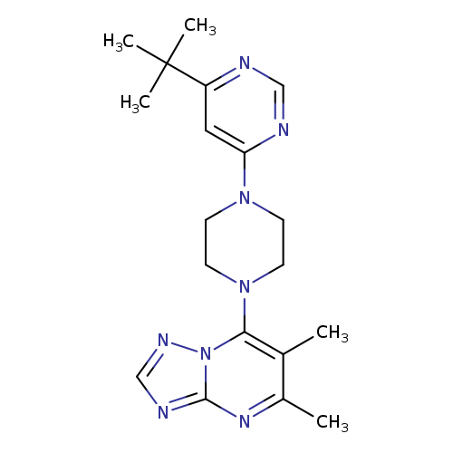 4-tert-butyl-6-(4-{5,6-dimethyl-[1,2,4]triazolo[1,5-a]pyrimidin-7-yl}piperazin-1-yl)pyrimidine