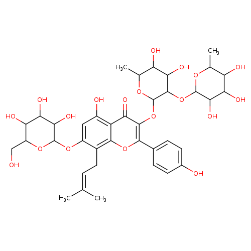 3-[[6-Deoxy-2-O-(6-deoxy-α-L-mannopyranosyl)-α-L-mannopyranosyl]oxy]-7-(β-D-glucopyranosyloxy)-5-hydroxy-2-(4-hydroxyphenyl)-8-(3-methyl-2-buten-1-yl)-4H-1-benzopyran-4-one