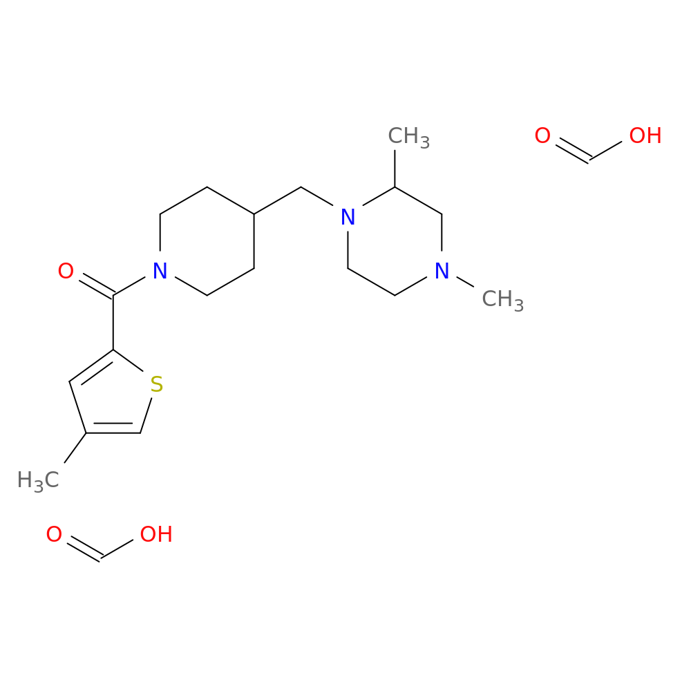 2,4-dimethyl-1-{[1-(4-methylthiophene-2-carbonyl)piperidin-4-yl]methyl}piperazine; bis(formic acid)