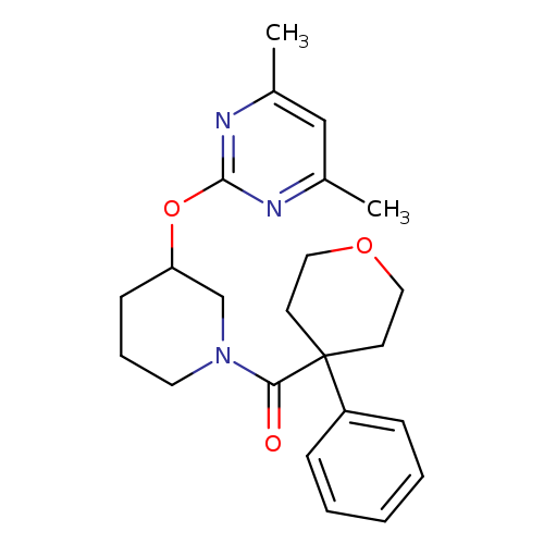 4,6-dimethyl-2-{[1-(4-phenyloxane-4-carbonyl)piperidin-3-yl]oxy}pyrimidine