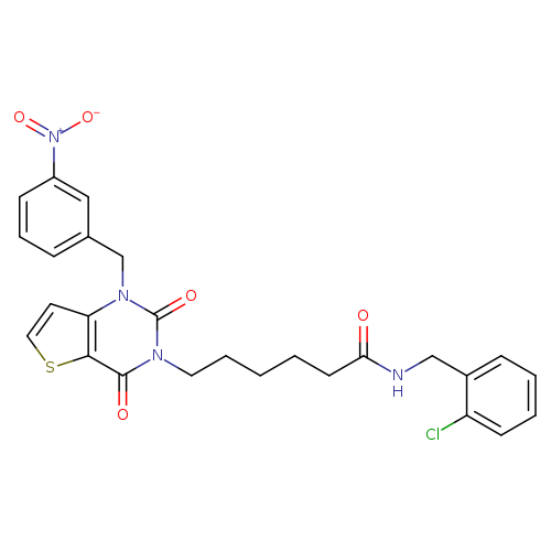 N-[(2-chlorophenyl)methyl]-6-{1-[(3-nitrophenyl)methyl]-2,4-dioxo-1H,2H,3H,4H-thieno[3,2-d]pyrimidin-3-yl}hexanamide