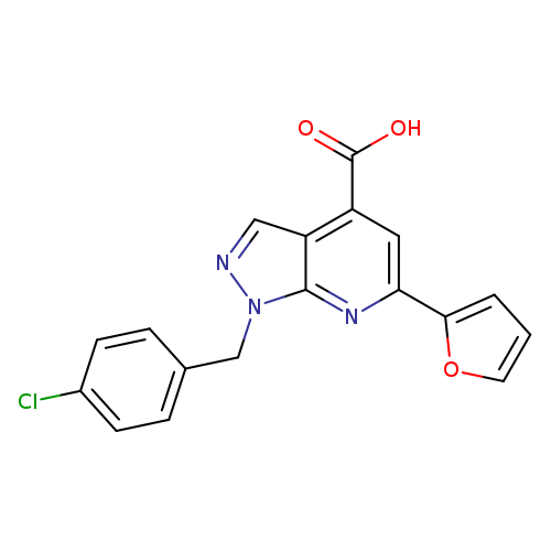 1-[(4-chlorophenyl)methyl]-6-(furan-2-yl)-1H-pyrazolo[3,4-b]pyridine-4-carboxylic acid