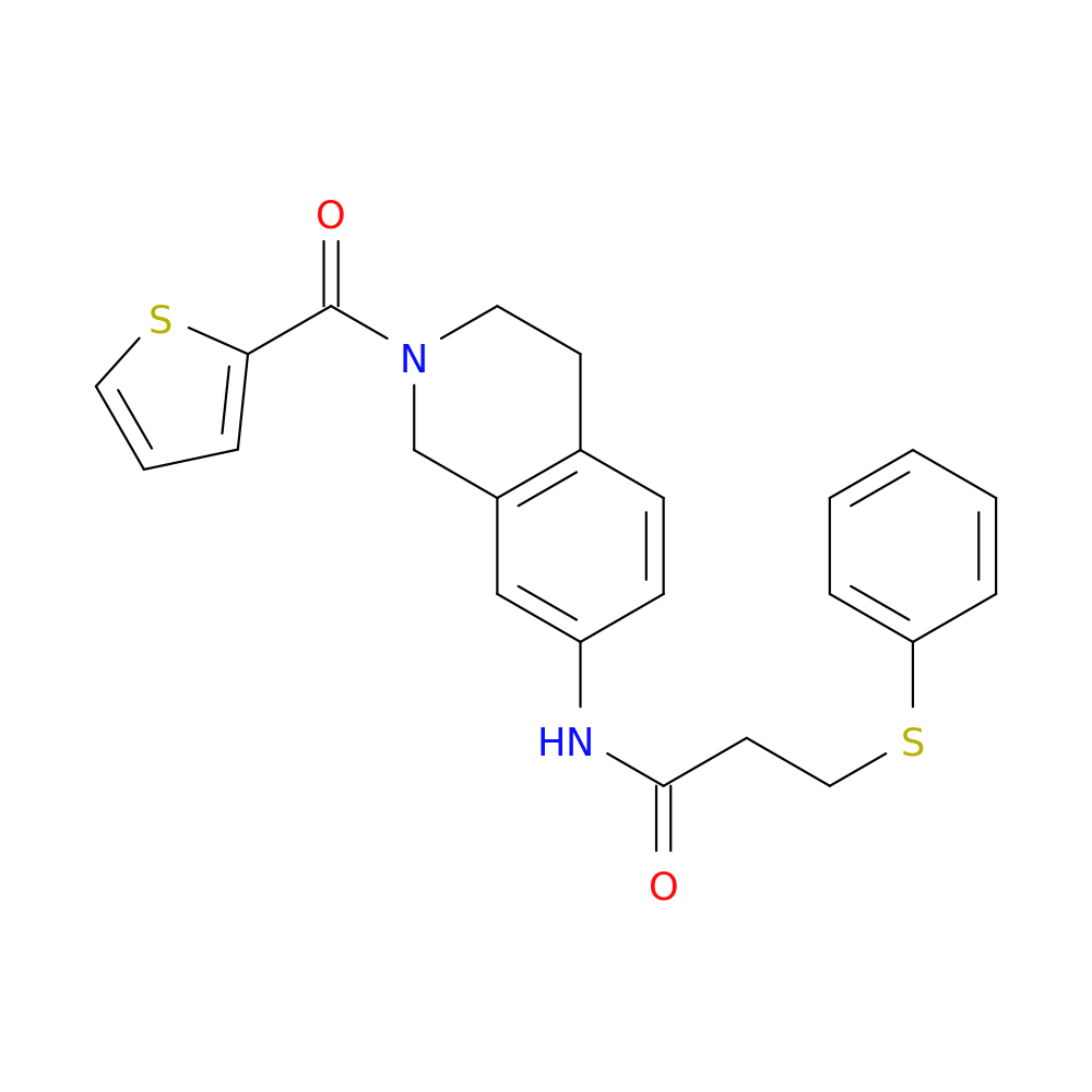 3-(phenylsulfanyl)-N-[2-(thiophene-2-carbonyl)-1,2,3,4-tetrahydroisoquinolin-7-yl]propanamide