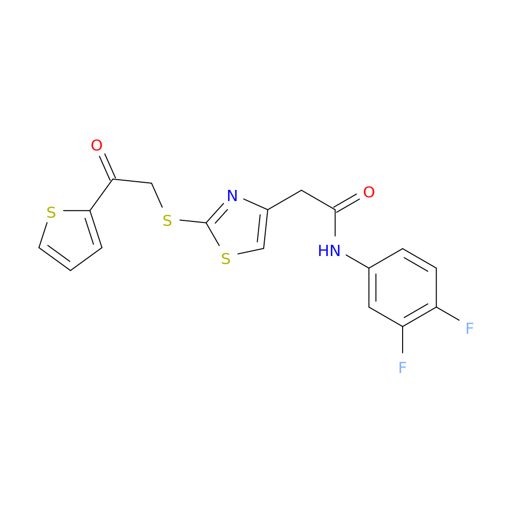 N-(3,4-difluorophenyl)-2-(2-{[2-oxo-2-(thiophen-2-yl)ethyl]sulfanyl}-1,3-thiazol-4-yl)acetamide
