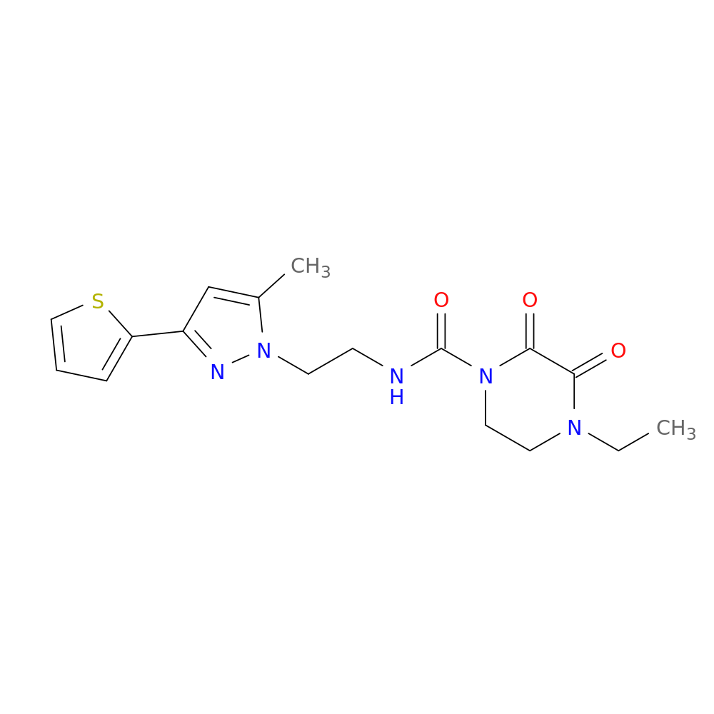 4-ethyl-N-{2-[5-methyl-3-(thiophen-2-yl)-1H-pyrazol-1-yl]ethyl}-2,3-dioxopiperazine-1-carboxamide