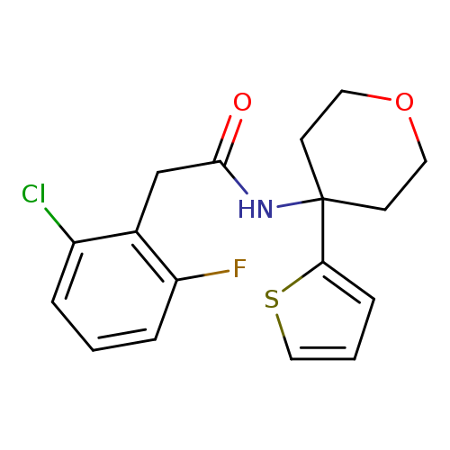 2-(2-chloro-6-fluorophenyl)-N-[4-(thiophen-2-yl)oxan-4-yl]acetamide
