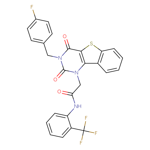 2-{5-[(4-fluorophenyl)methyl]-4,6-dioxo-8-thia-3,5-diazatricyclo[7.4.0.0^{2,7}]trideca-1(9),2(7),10,12-tetraen-3-yl}-N-[2-(trifluoromethyl)phenyl]acetamide