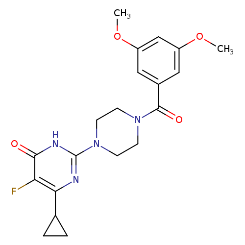 6-cyclopropyl-2-[4-(3,5-dimethoxybenzoyl)piperazin-1-yl]-5-fluoro-3,4-dihydropyrimidin-4-one