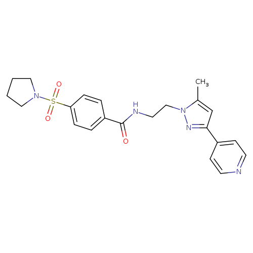 N-{2-[5-methyl-3-(pyridin-4-yl)-1H-pyrazol-1-yl]ethyl}-4-(pyrrolidine-1-sulfonyl)benzamide